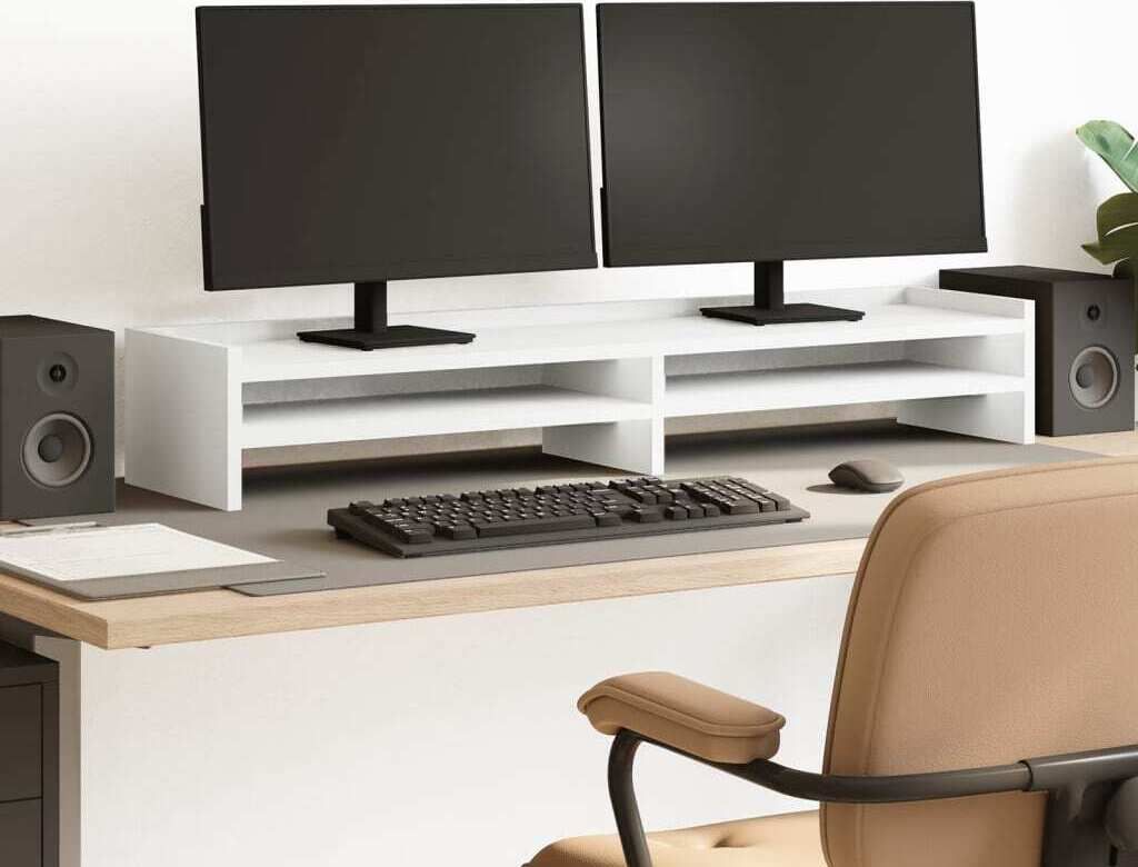 vidaXL Podstawa pod monitor biała 100x24x16 cm Materiał Zdjęcie produktu 2
