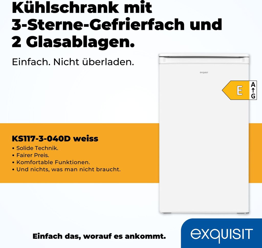 Exquisit Kühlschrank KS117-3-040D weiss | Nutzinhalt: 81 L Produktbild 2