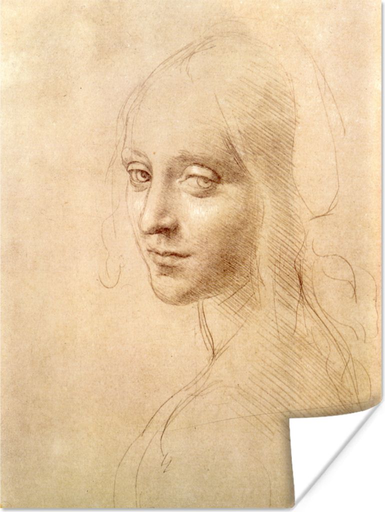 MuchoWow Poster Skizze - Leonardo da Vinci 30x40 cm - Wandplakat - Poster Kinderzimmer