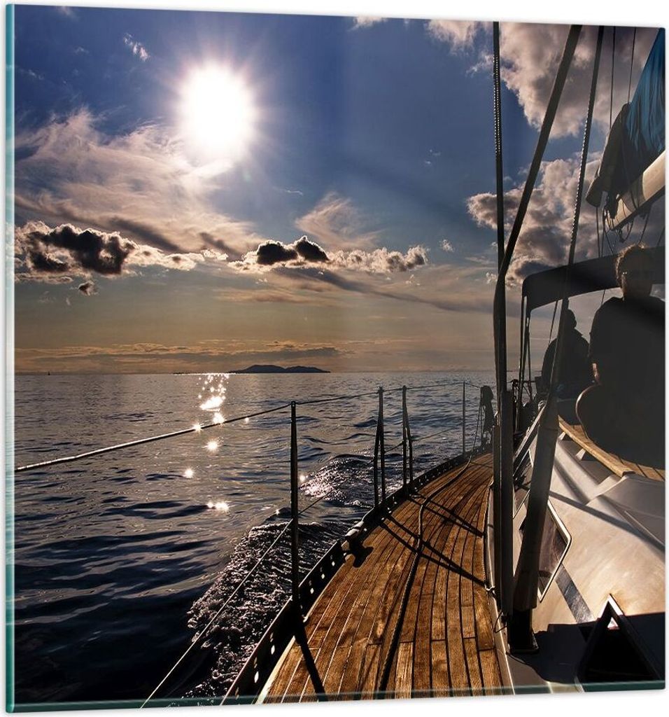 Bilder auf glas - Kroatien Yacht Segeln Segelboot - 40x40cm - Glasbilder - Wandbilder - Kunstdruck - zum Aufhängen bereit - Wanddekoration aus Gla...