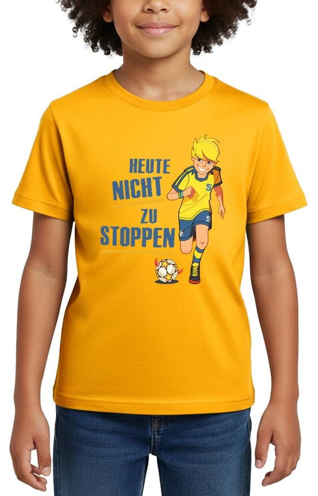 Spreadshirt Teufelskicker Heute Nicht Zu Stoppen Kinder T-Shirt, 122/128 (7-8 Jahre), Gold