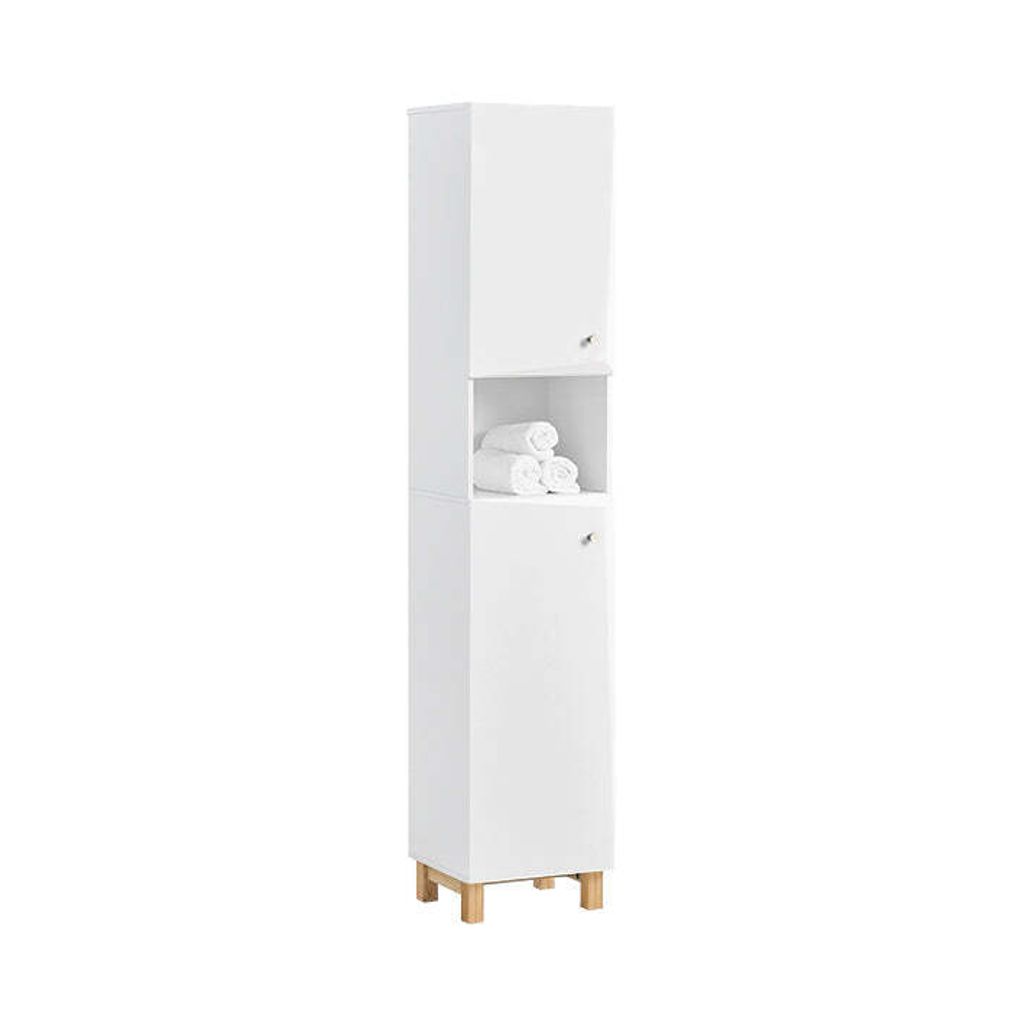 Badkammer-Schrank - Aufbewahrungssystem - Badezimmer-Schrank - Verstellbare Platten - Sturzfrei-Design - MDF-Konstruktion - 34 cm x 170,5 cm x 30 cm