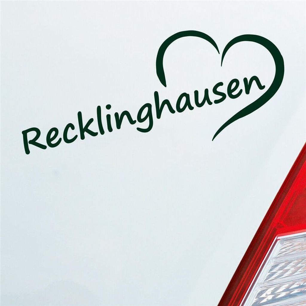 Auto Aufkleber Recklinghausen Herz Stadt City Liebe Love 19x8 cm Dunkelgrün Sticker Heckscheibenaufkleber