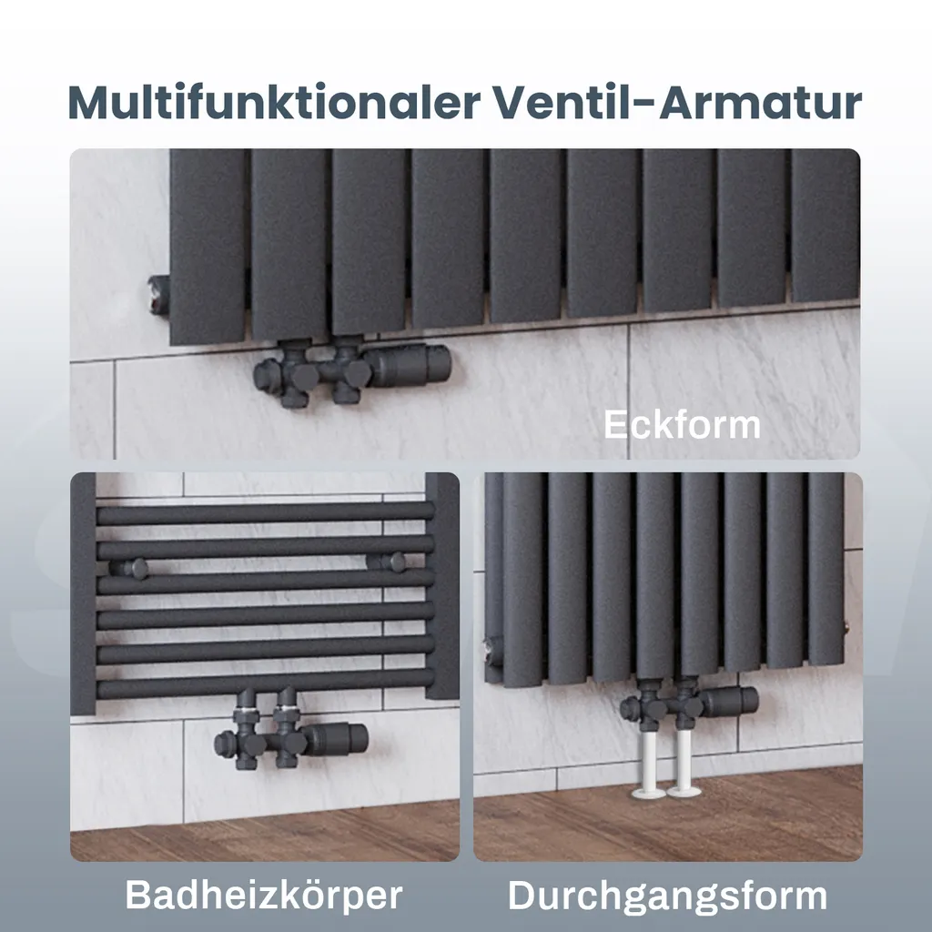 Multiblock de chauffage anthracite SONNI avec tête de thermostat - 5