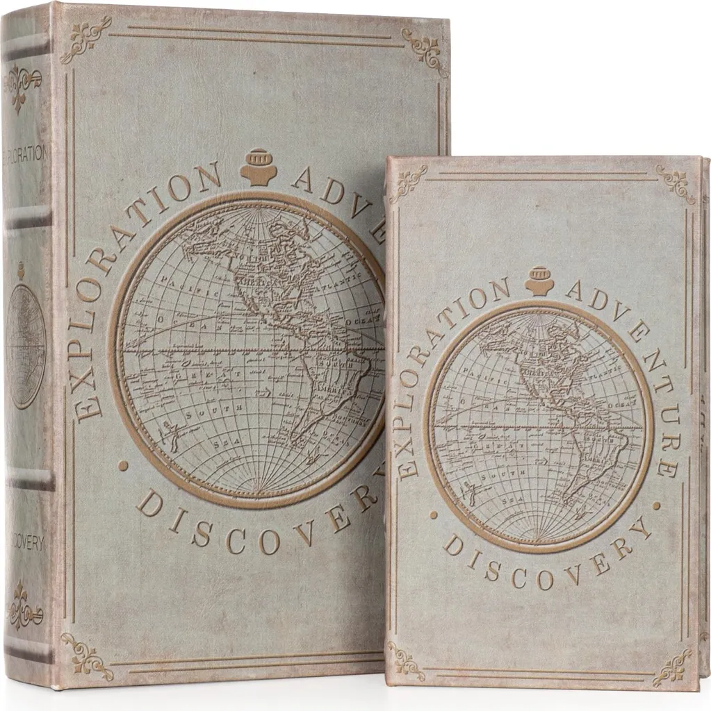 Idea Regalo Vintage: Set 2 Scatole Libro Exploration Adventure