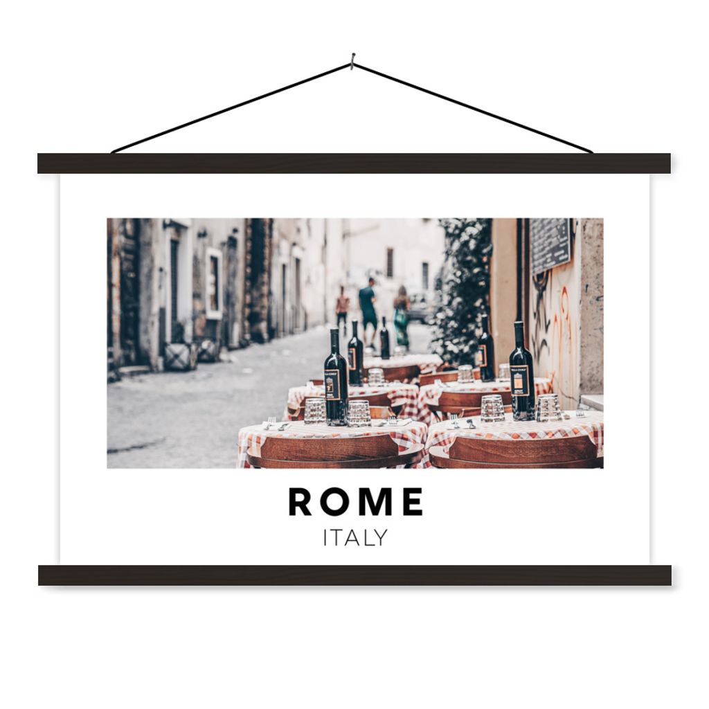 MuchoWow Textilposter Rom - Italien - Restaurant 60x40 cm mit schwarzem Rahmen - Hölzernes
