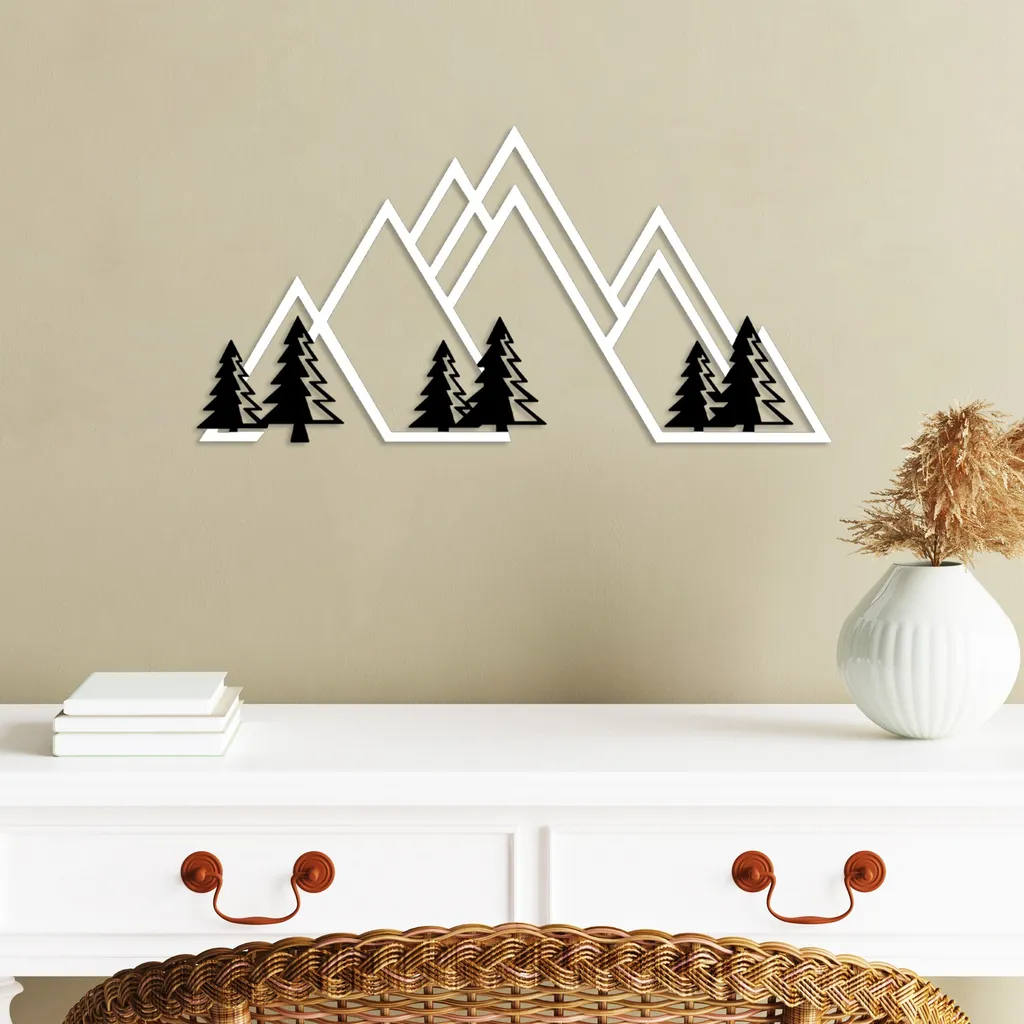 Regalo Originale Wallity Mountain v2 Decorazione Parete Metallo Nero