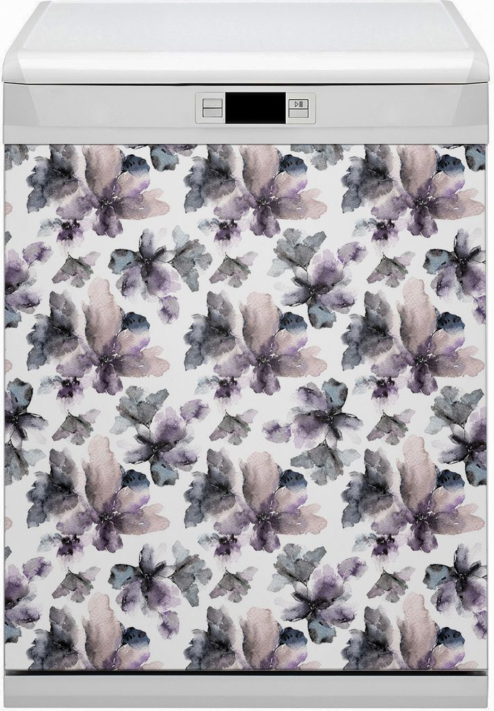 Küche Magnet für Spülmaschine Abwaschbar 60x80 cm Geschirrspüle - Dunkle Blumen