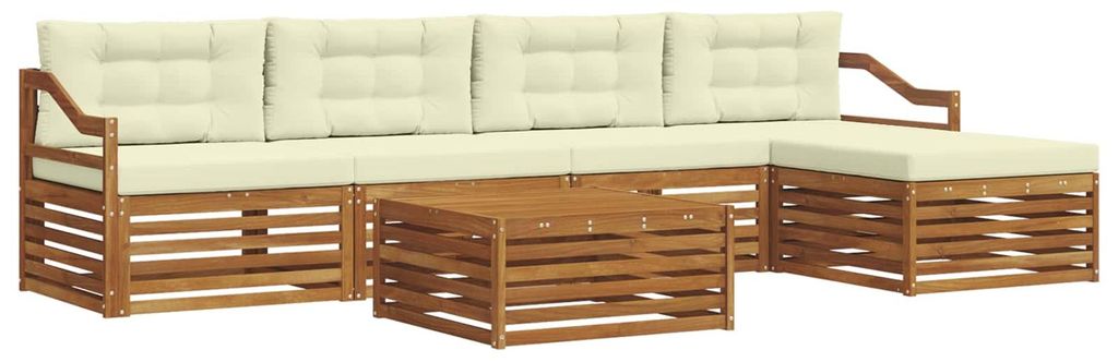 Outdoor-Sofagarnitur mit Kissen 6 pcs Natur und Creme