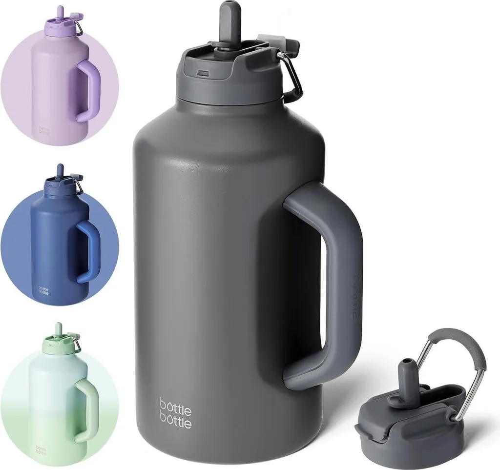 Borraccia Termica 1.8L Grigio - Acciaio Inox Sottovuoto con Cannuccia
