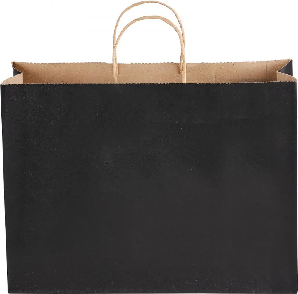 Sacs papier grand format 406x152x308mm noir résistant pack de 100 - 12