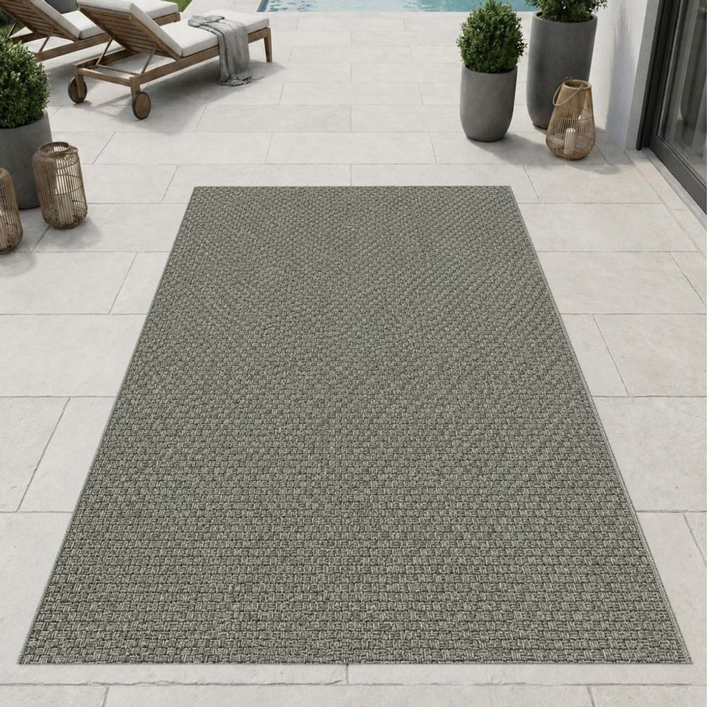 Moderner Teppich Grün Flechtstruktur Indoor Outdoor Größe - 120 x 170 cm