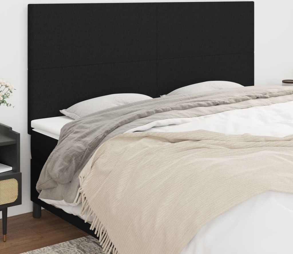 The Living Store Kopfteile 4 Stk. Schwarz 100x5x78/88 cm Stoff