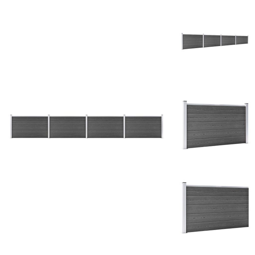 vidaXL Zaunelement Set WPC 699x105 cm Schwarz - Zaunfelder