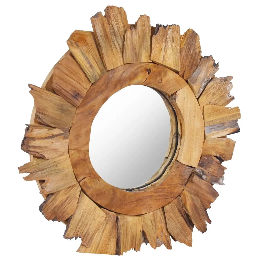 Specchio Tondo Teak 40cm - Minimal e Naturale