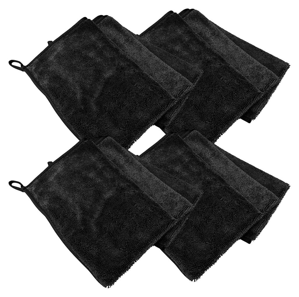 Mikrofaser Fenstertuch: 12er-Set XXL-Mikrofaser-Trockentuch, 40 x 60 cm, schwarz