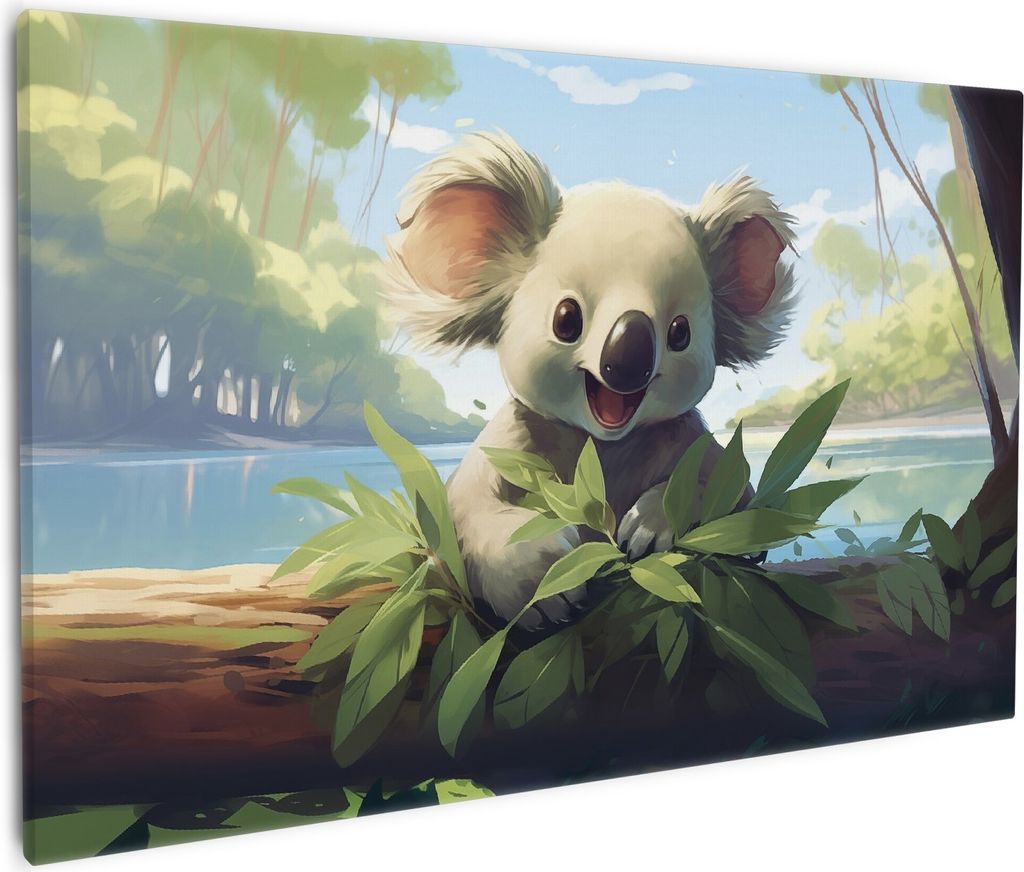Wallario Premium Leinwandbild Australische Idylle: Der lächelnde Koala in Größe 60 x 90 cm