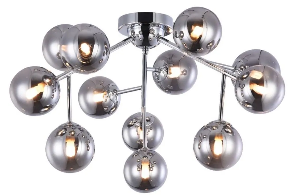 Casa Padrino Plafonnier Argenté Ø 60 cm - Lampe Salon Design Sphérique