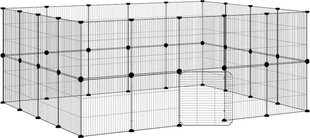 vidaXL 36-tlg. Haustierkäfig mit Tür Schwarz 35x35 cm Stahl