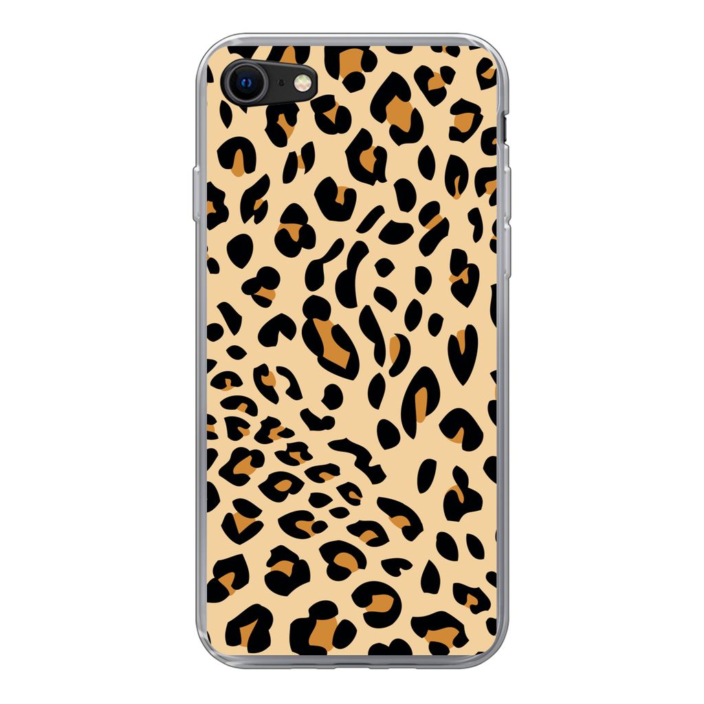 MuchoWow Handyhülle Schutzhülle Hülle für iPhone SE 2022 Tiermuster - Panther - Leopard Silikon Softcase Handy Hülle - Schutzhülle