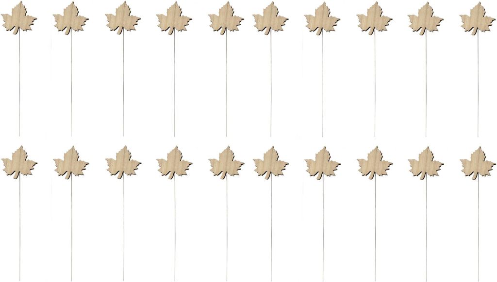 Blumen-Stecker Ahorn-Blatt braun mit Metallstab 20 Stück