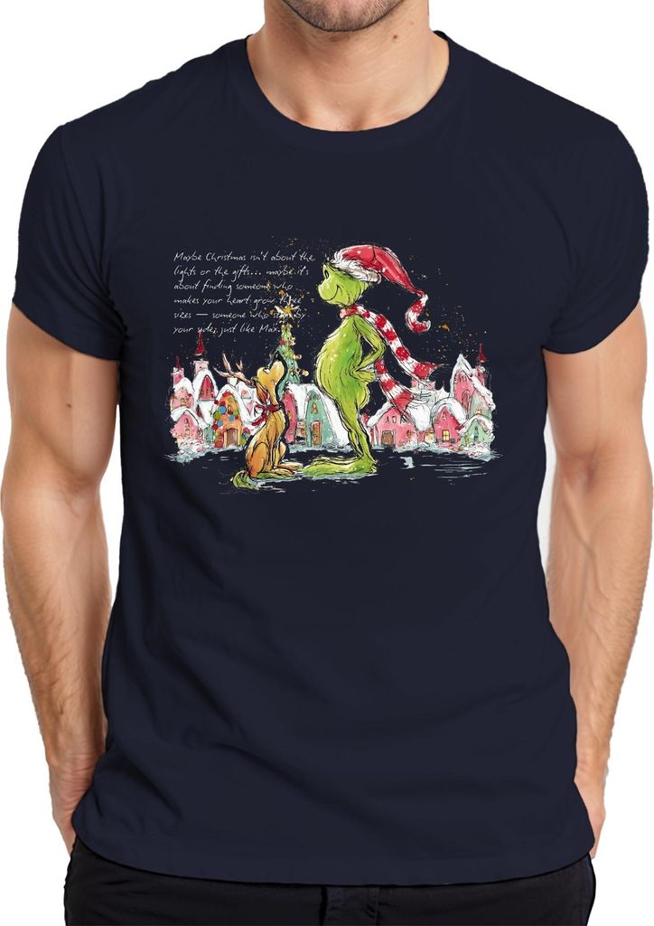 Maybe Christmas isn't about the lights Grinch Weihnachten lustig Herren T-Shirt, Navy, L