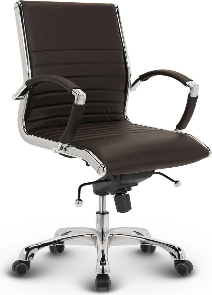 VERSEE Montreal Leder Drehstuhl Braun – ergonomischer Bürostuhl, bequemer Arbeitsstuhl für langes Sitzen, robuster Drehstuhl, bis 150 kg belastbar