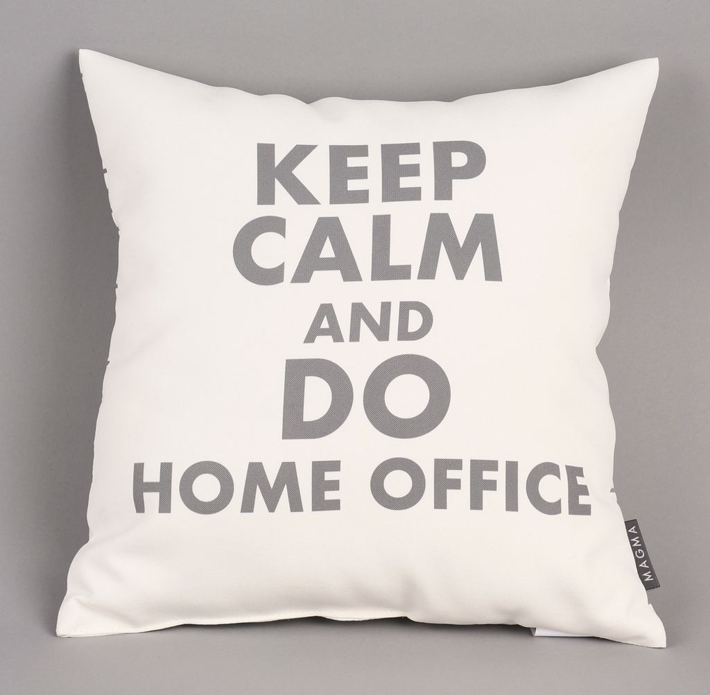 Magma Deko Kissen mit Aufschrift KEEP CALM weiß grau 40x40cm