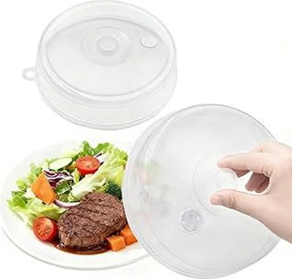 2 coperture per microonde, coperchio per microonde per riscaldare gli alimenti, 23 cm e 17 cm, trasparente, con ventilazione regolabile per evitare schizzi