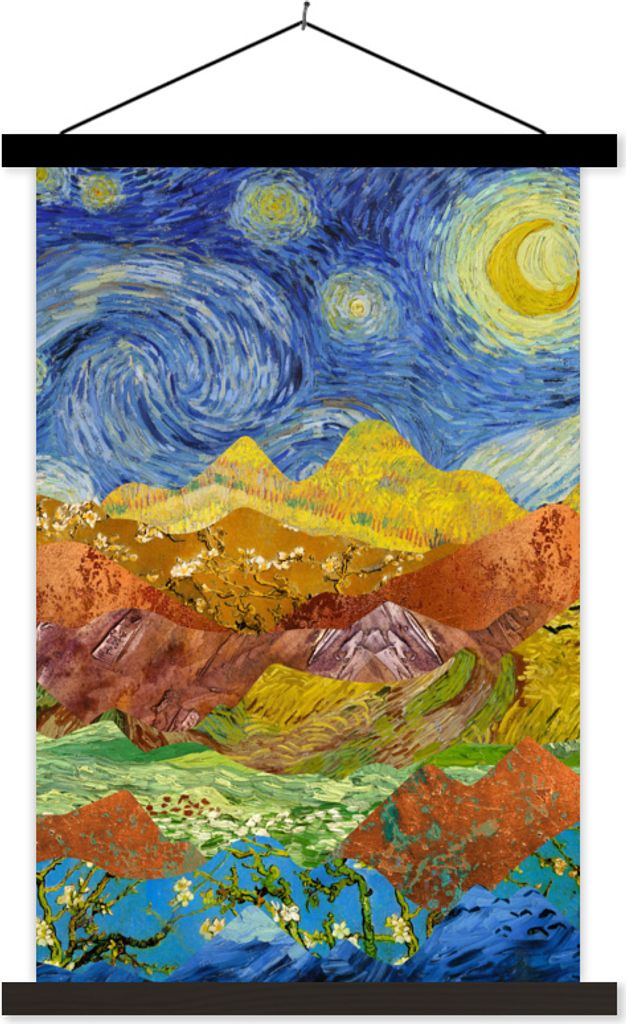 MuchoWow Textilposter Van Gogh - Alte Meister - Malerei 60x90 cm mit schwarzem Rahmen - Poster Wohnzimmer