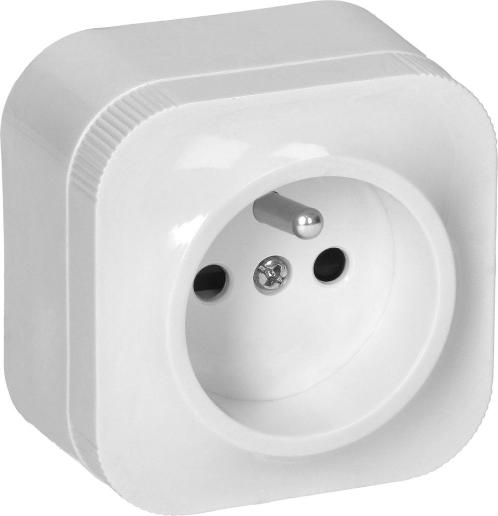 A white electrical outlet is shown against a white background.