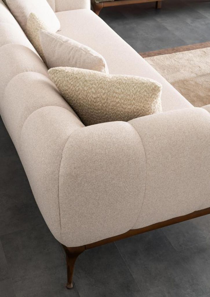 Sofa 3 Sitzer Dreier Couch Armlehne Polstersofa Couchtisch Tisch Beige