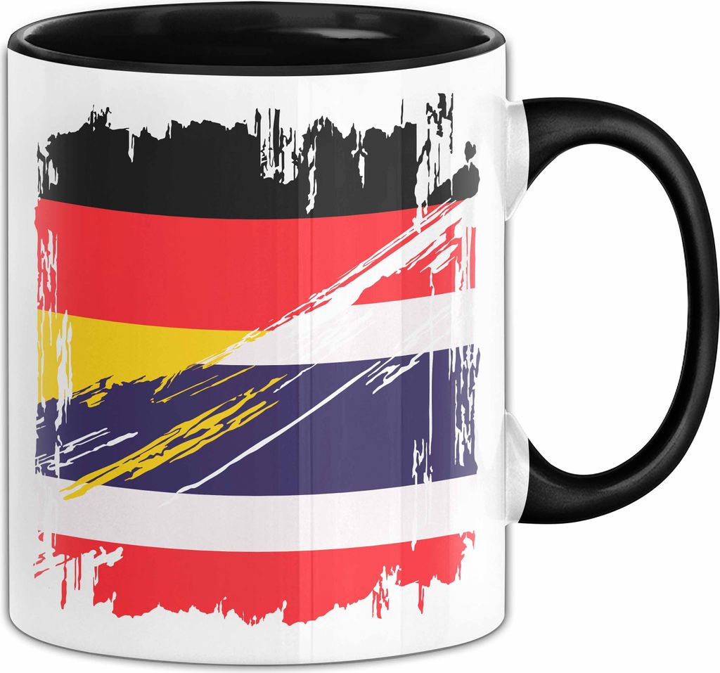 Thailand Deutschland Flagge Halb Deutscher Halb Thailänder Produktbild 