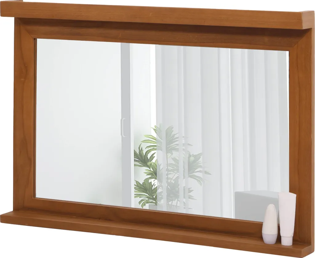 Grand miroir cadre teck 70x100cm, bois de cœur durable, style scandinave