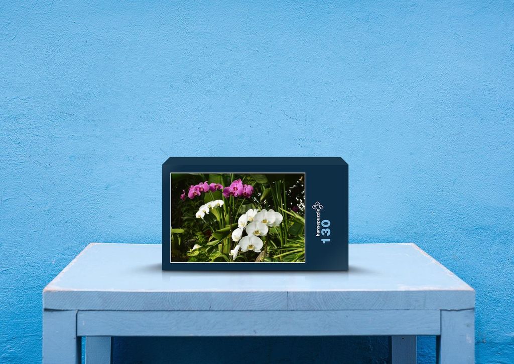 hansepuzzle 21581 - Orchidee Puzzle, 130 Teile, Natur, 28,7 x 20,0cm mit hochwertiger Aufbewahrung, Kartonbox und wiederverschließbarem Beutel