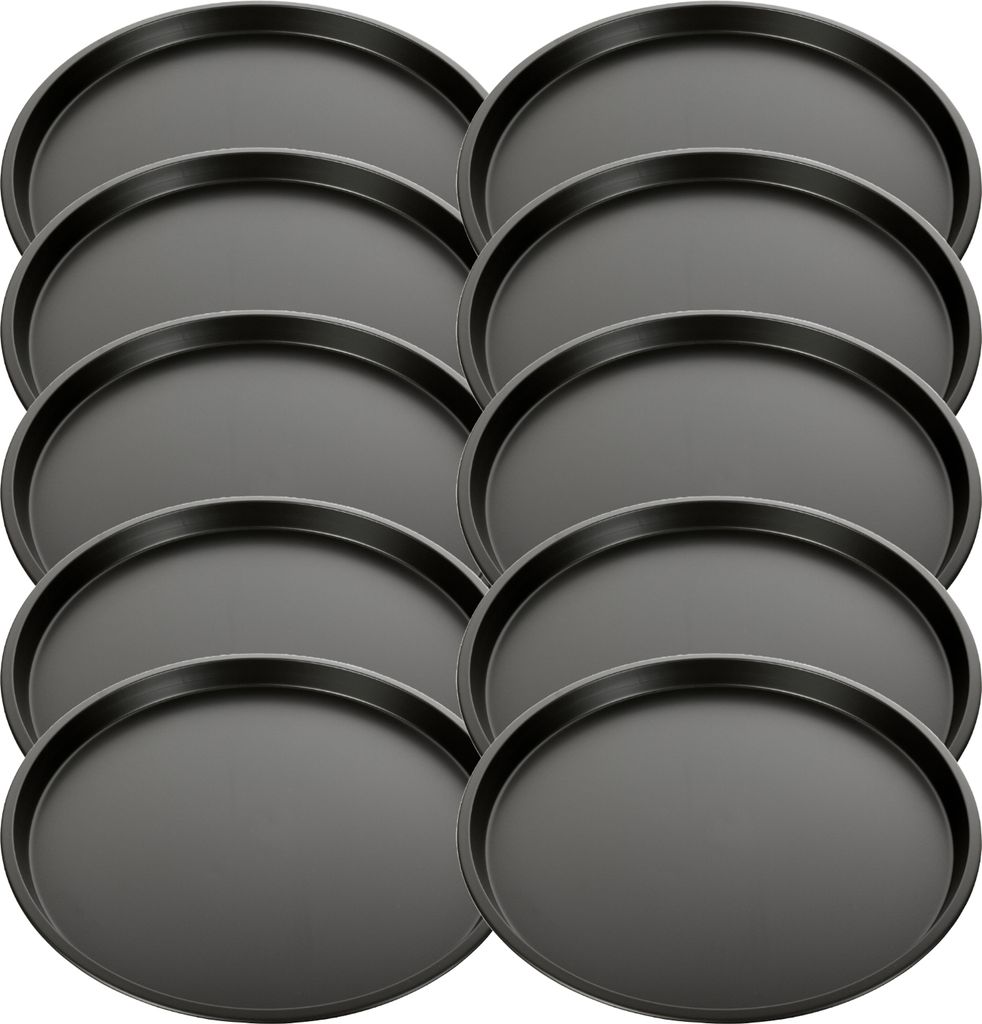 Schramm 2, 4 oder 10 Stück Stück Pizzableche ungelocht rund ø 33 cm wählbar mit und ohne Ständer Pizza Bleche Rundbleche beschichtet antihaf...