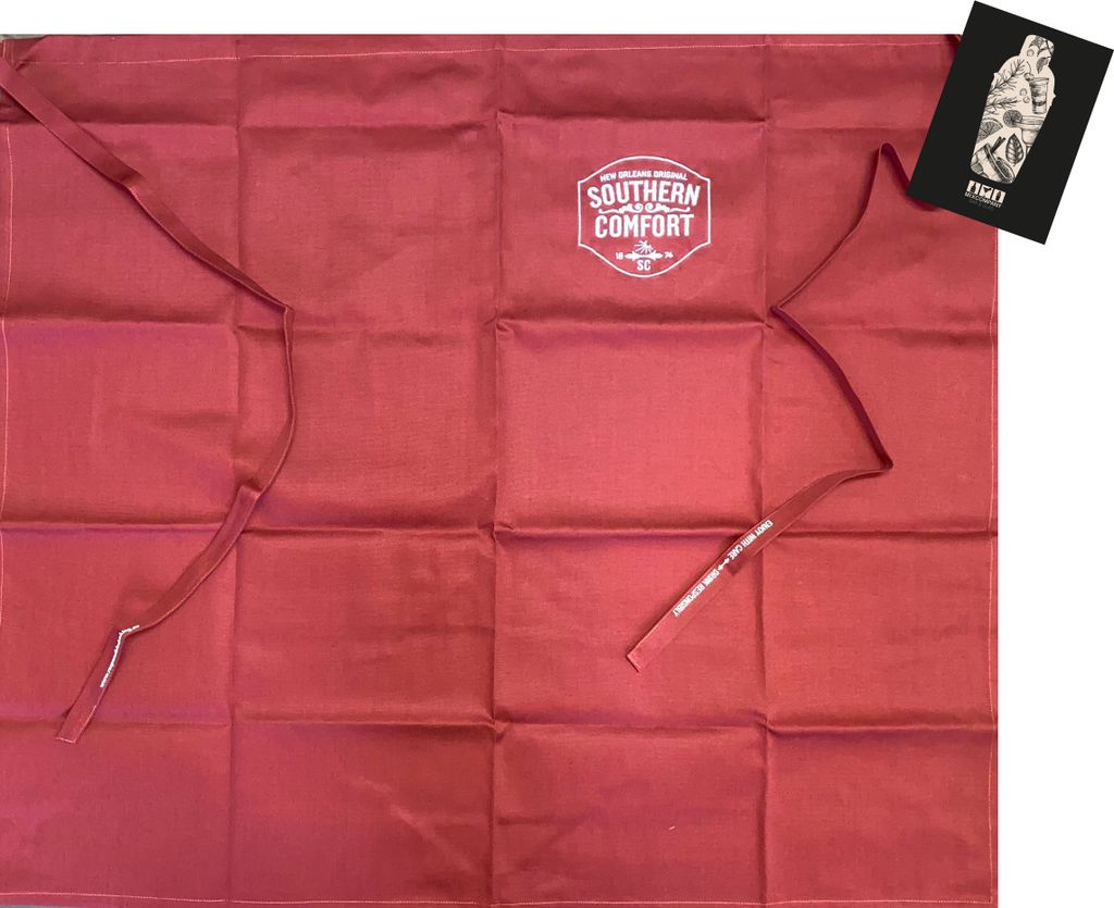 2x Southern Comfort Kellner Schürze Bistroschürze Vorbinder Küchenschürze Kellnerschürze Bistro Gastro rot - ca.94,5x84cm