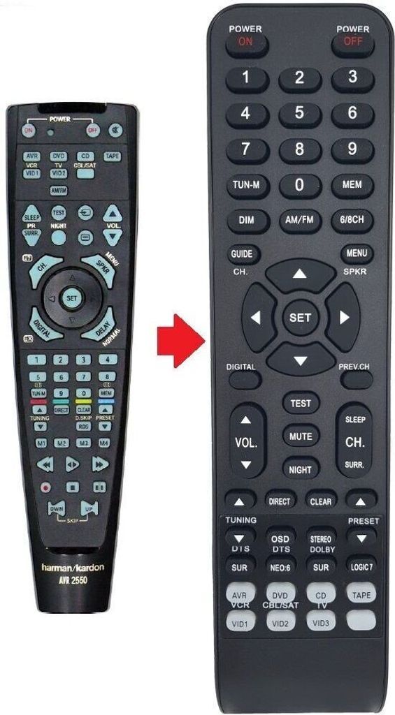 Ersatz Fernbedienung passend für Harman Kardon AVR505