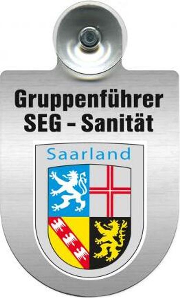 Einsatzschild Windschutzscheibe incl. Saugnapf - SEG-Sanitäter im Einsatz - 309475 - incl. Regionen nach Wahl Color - Region Saarland
