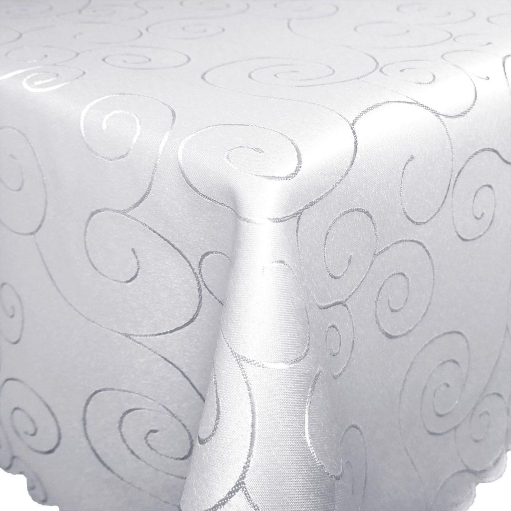 ORNAMENTE Tischdecke RUND 160 WEISS fleckschutz bügelfrei Produktbild 