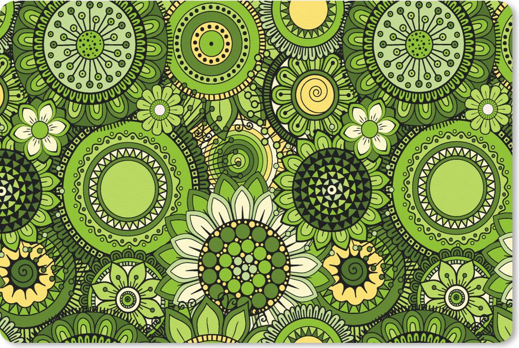 MuchoWow Schreibtischunterlage Blumen - Grün - Muster 60x40 cm - XXL Mauspad - Großes Mauspad