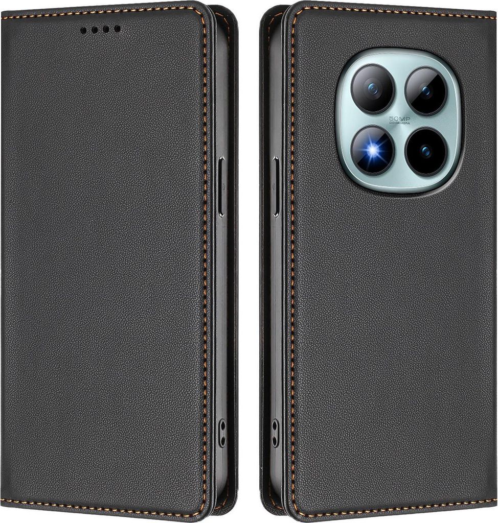 Handyhülle für Xiaomi Redmi Note 15 Pro+, Kunstleder Klapphülle Stoßfeste Magnetische Hülle mit Ständer Schwarz