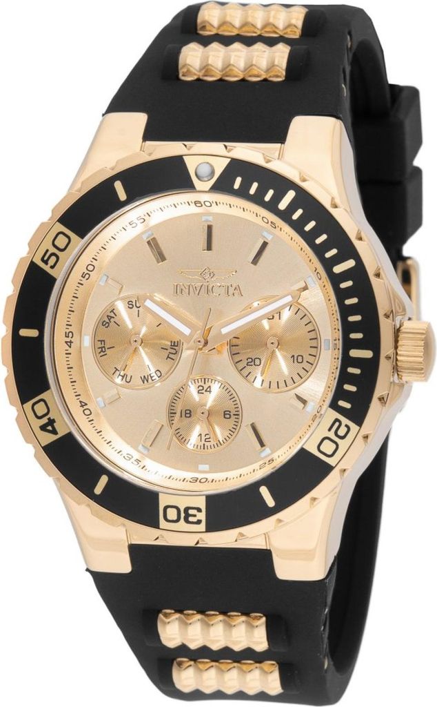 Invicta Aviator 49892 Damen uhr - Wasserdicht - Analog - Quarzuhrwerk - Edelstahl mit goldenen zifferblat - 38mm