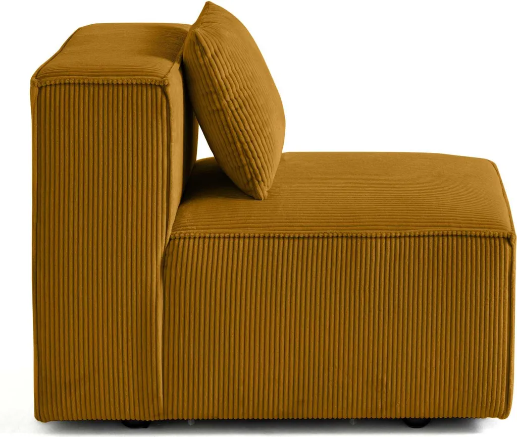 Lisa Design Arty module d'assise en velours côtelé jaune moutarde - 4