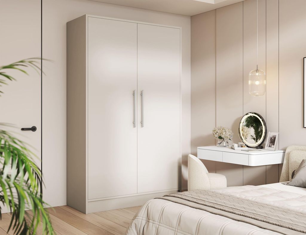 Kleiderschrank 2-türig Schrank Garderobe Schlafzimmer Drehtürenschrank - Schiebetürenschrank KAVIRA 120 – Kaschmir