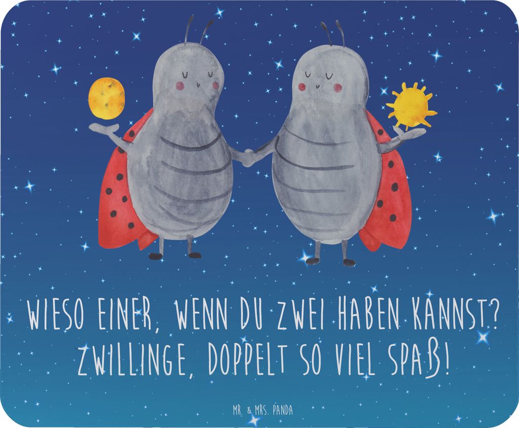 Mr. & Mrs. Panda Mauspad Zwillinge Spaß - Sternenhimmel Blau - Geschenk, Geschenke Astrologie, Tierkreiszeichen, lebhaft, Abenteuer, Wieso einer, ...