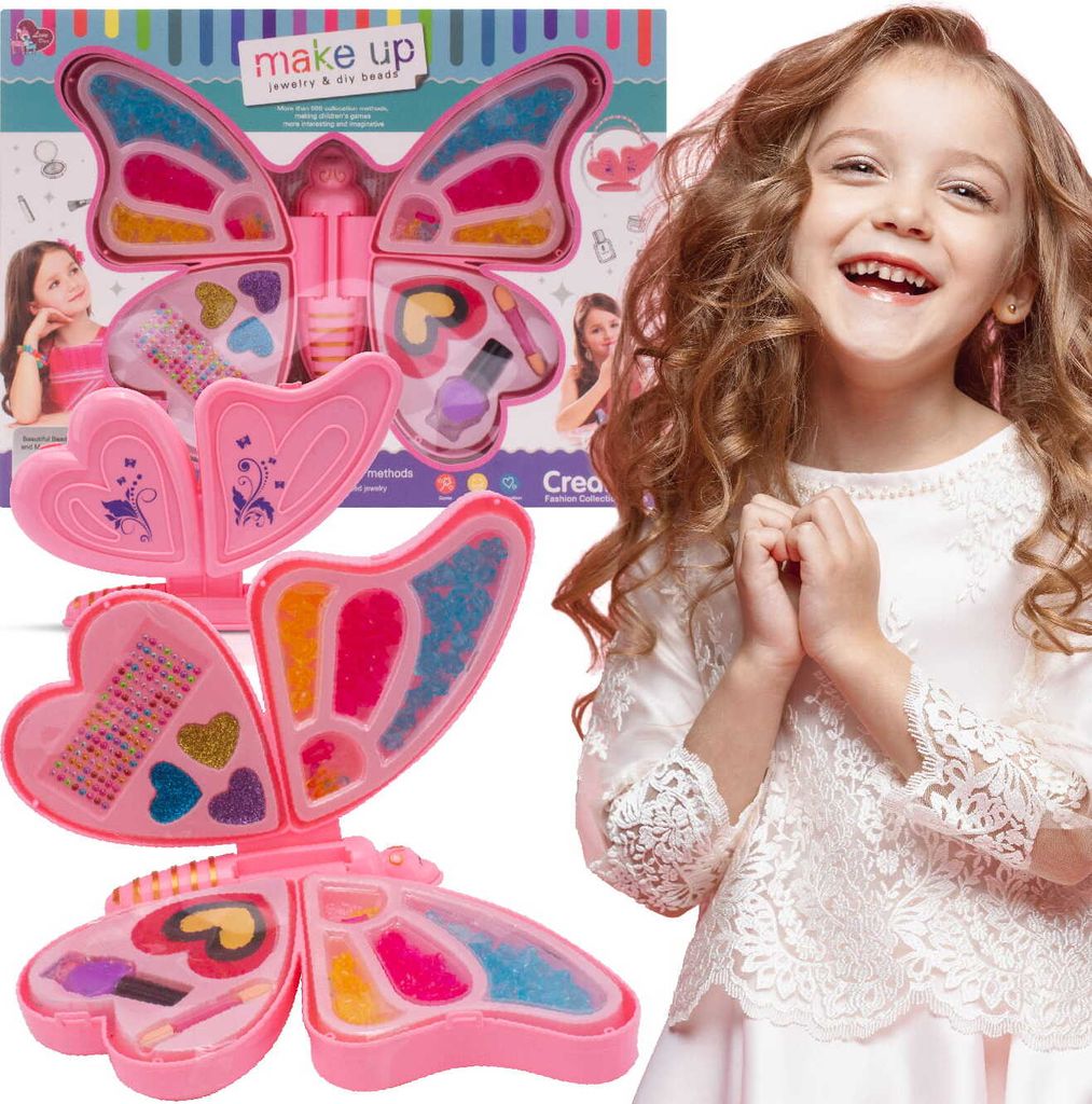 Bastelset Mädchen Anhängern Perlen Armbändern Halsketten Kinder DIY auffädeln Make-up set Aufkleber Nagellack Sun Baby