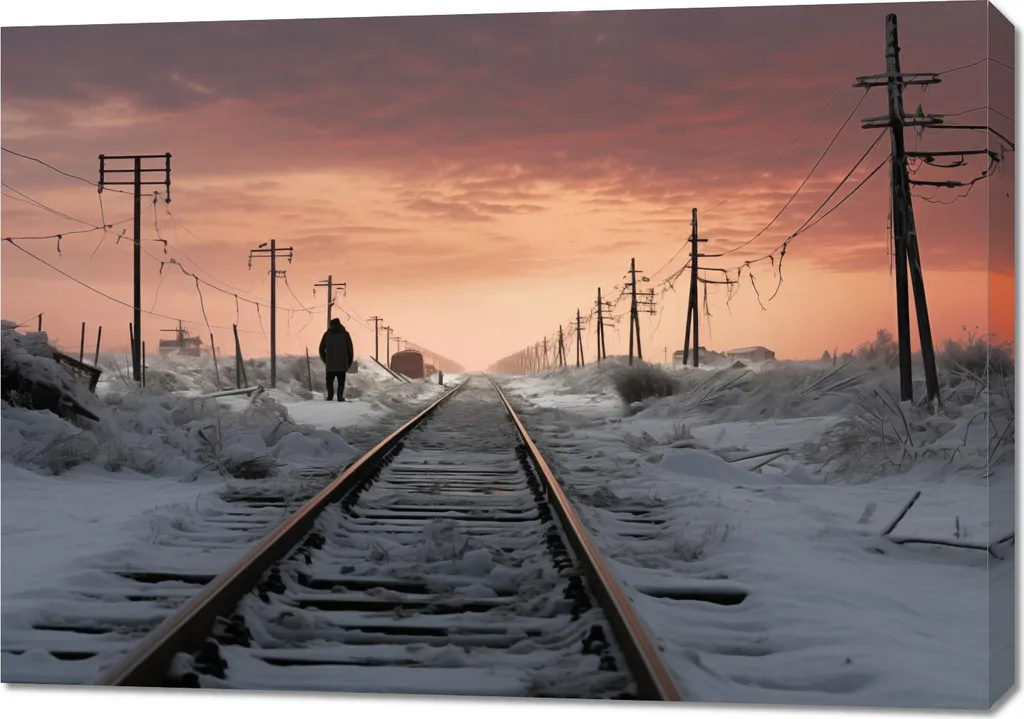 Quadro Moderno 100x70 Viaggiatore Invernale - Stampa Tela Alta Resa