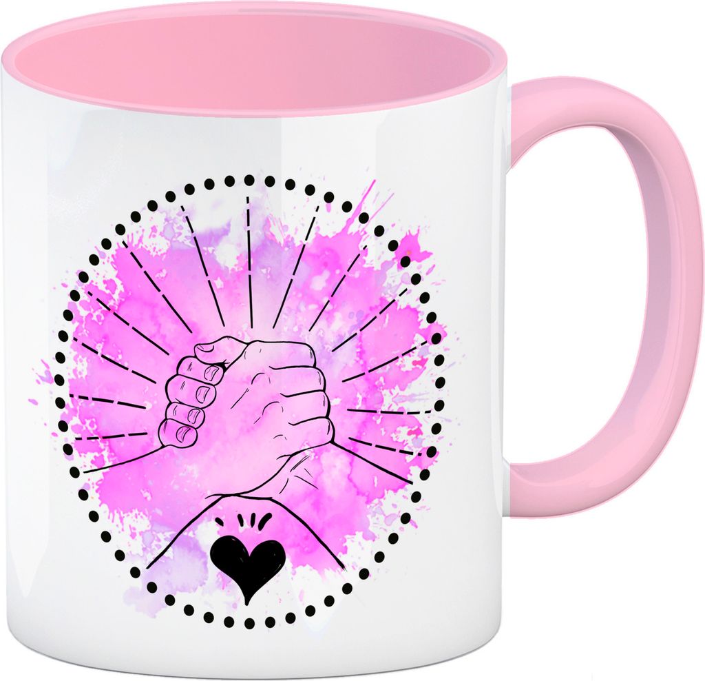 Freundschaft Kaffeebecher Rosa in rosa mit tollem Spruch