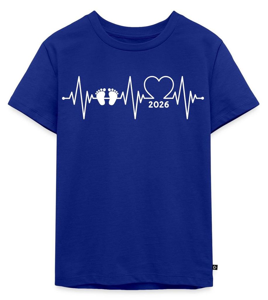 Spreadshirt Baby 2026 EKG Herzschlag Kinder Premium T-Shirt, 122/128 (6 Jahre), Royalblau
